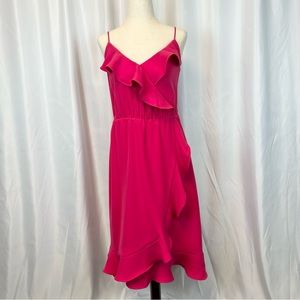 J.Crew Spaghetti Strap Ruffle Dress Hot Pink Size 2